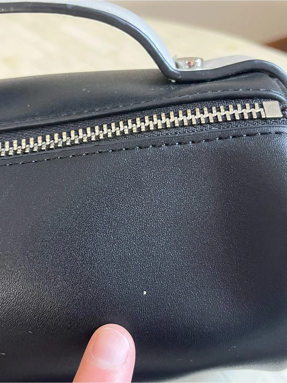 Upper West Side Barrel Bag Vegan Leather Adjustable/Removable Strap Black/Gray - Picture 10 of 16